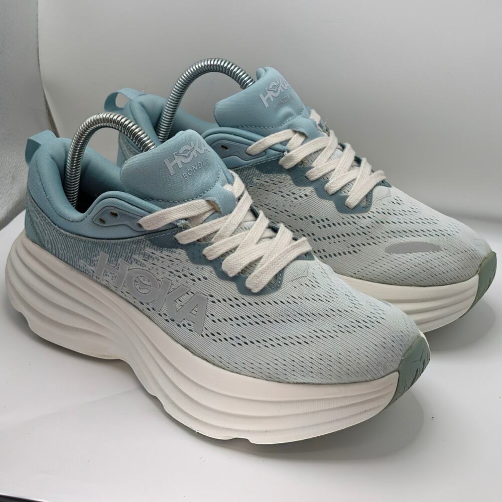 Custom Hoka One One Bondi 8 Cloud Blue Ice Flow Mens 7D UK 6.5 Running Shoes